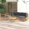 vidaXL Garden Lounge Set Dark Grey Bamboo, 100% polyester Medium Modular - 2 of 4