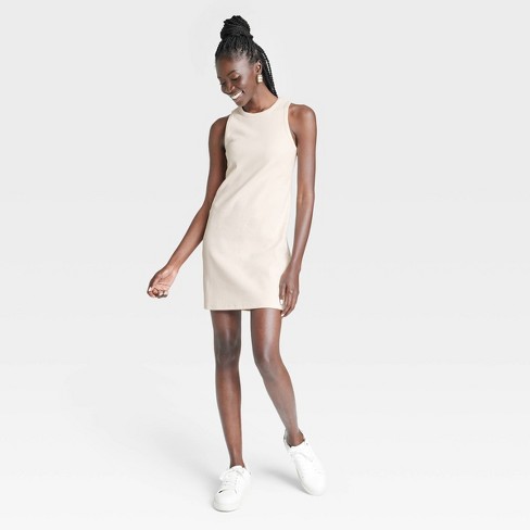 Women's Rib Racer Dress - A New Day™ Cream S : Target