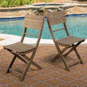 Set of 2 Foldable Dining Chairs, Acacia Wood, for Indoor/Outdoor Use—Home, Office, Living Room, Kitchen, Dining Room, Patio, Porch, or Garden - 1 of 4