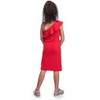 24seven Comfort Apparel Girls Solid Color One Shoulder Ruffle Knee Length Dress - 3 of 4