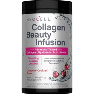 NeoCell Beauty Infusion Collagen Powder | Collagen Type 1 and 3 | Hyaluronic Acid and Biotin | 11.64 Ounces | Cranberry Cocktail Flavor - 1 of 4
