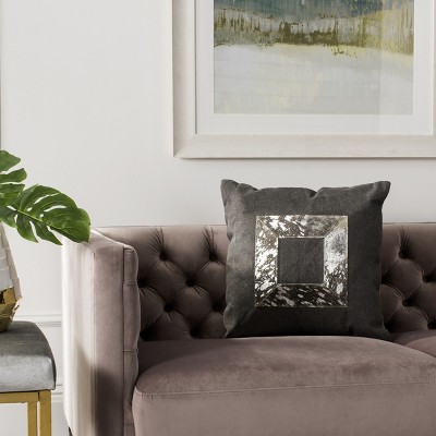 Grayer Metallic Silver and Gray Cowhide 20" Pillow