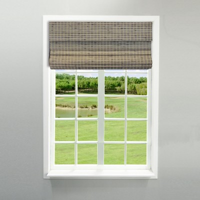 Cordless Driftwood Gray Bamboo Blackout Roman Shade 23" W x 64" L