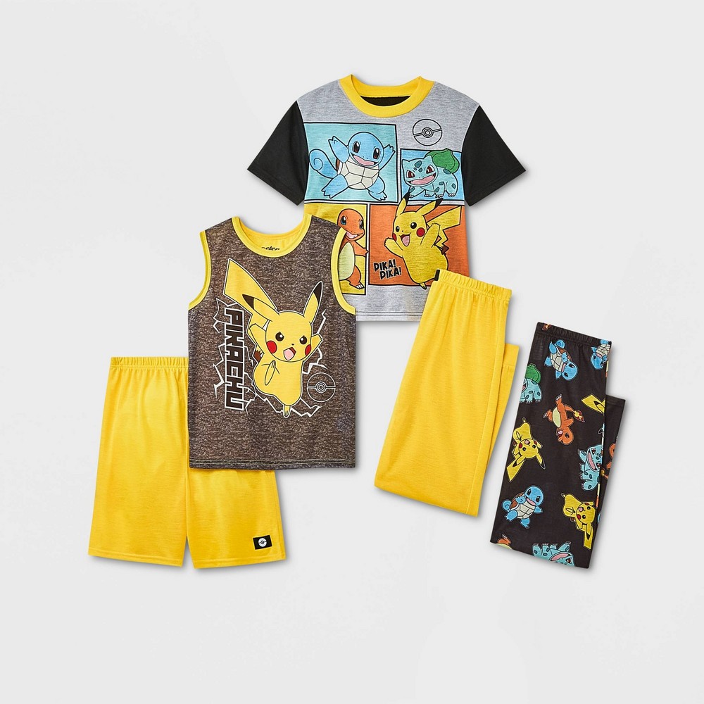 Boys' Pokemon 5pc Pajama Set - Yellow/Black 10