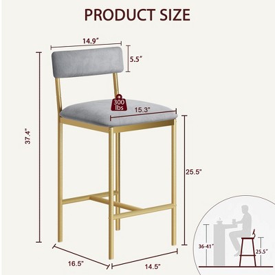 Bar Stools Set of 2,Kitchen Bar Stools with Footrest