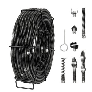 VEVOR Drain Cleaning Cable 100 FT x 5/8 Inch, Professional Sectional Drain Cleaner Cable with 7 Cutters for 0.8" to 3.9" Pipes - 1 of 4