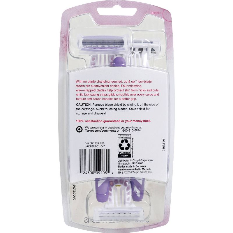 Women&#39;s Four Blade Disposable Razor - 3ct - up &#38; up&#8482;, 3 of 10