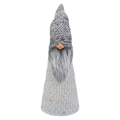 Northlight 16" LED Lighted Gray Knit Gnome Christmas Figure