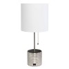 Hammered Metal Organizer Table Lamp with USB Charging Port and Fabric Shade - Simple Designs - 3 of 4