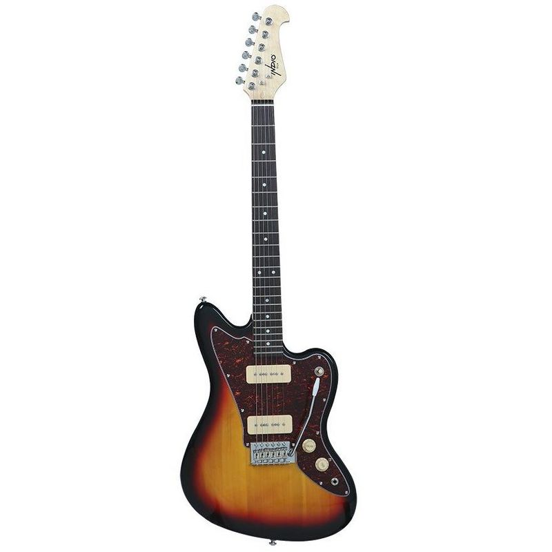 Monoprice Offset OS30 DLX Electric Guitar with Gig Bag - Sunburst, 6 String, Soapbar Pickups, Basswood Body, Maple Neck - Indio Series, 1 of 7