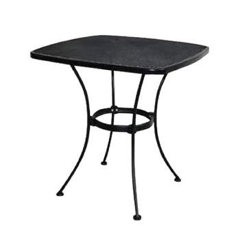 Woodard Uptown Sleek Contemporary 28 Inch Outdoor Steel Mesh Square Top Bistro Style Patio Dining Table with Tapered Legs, Black