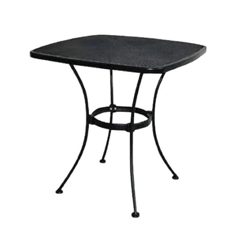 Woodard Uptown Sleek Contemporary 28 Inch Outdoor Steel Mesh Square Top Bistro Style Patio Dining Table with Tapered Legs, Black, 1 of 7