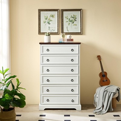 6 Drawer Dresser for Bedroom,48" Tall Chest of Drawers with Easy Pull Handle, Textured Borders, Modern ＆ Farmhouse Storage Dressers Organizer