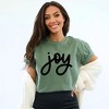 Simply Sage Market Women's Joy Bold Cursive Short Sleeve Garment Dyed Tee - 2 of 4