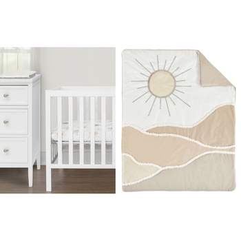 Sweet Jojo Designs Gender Neutral Unisex Baby Mini Crib Bedding Set - Desert Sun Taupe Beige and Ivory 3pc