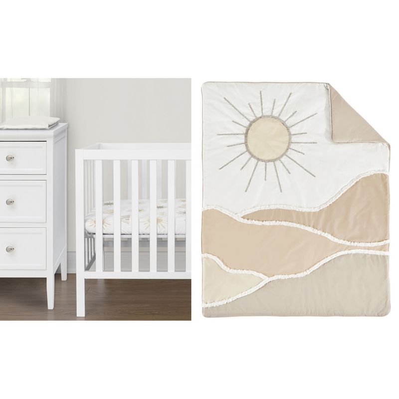 Sweet Jojo Designs Gender Neutral Unisex Baby Mini Crib Bedding Set - Desert Sun Taupe Beige and Ivory 3pc, 1 of 6