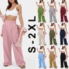 Clearlove Wide Leg Pants Women's High Elastic Waisted in The Back Business Work Trousers Long Straight Suit Pants - 3 of 3