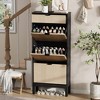 Modern Fluted 3 Flip Drawer Shoe Cabient, 55.5'' H Tall Shoe Storage with Drawer, Narrow Wooden Shoe Organizer with Metal Legs, Hidden Shoe Rack - 4 of 4