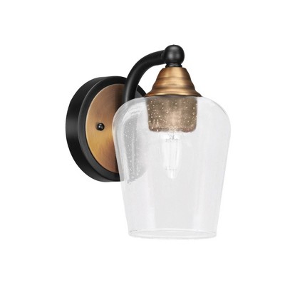 Toltec Lighting Paramount 1 - Light Sconce in  Matte Black/Brass with 5" Clear Bubble Shade