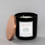 2-Wick Black Glass Black Bamboo Lidded Jar Candle 12oz - The Collection By Chesapeake Bay Candle