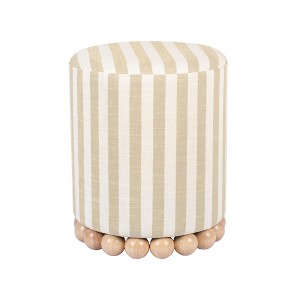 TOV Furniture Dex Linen Round Ottoman in Striped Pattern - 1 of 4