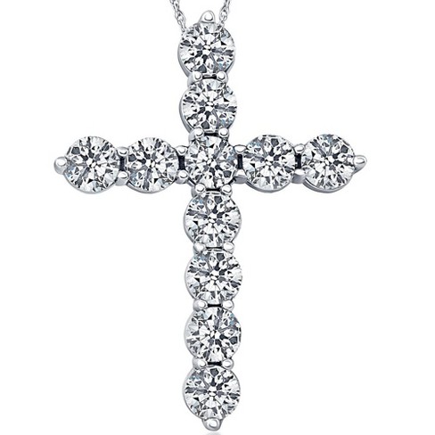 Pompeii3 2Cttw Diamond Cross Pendant in 10k White Gold Women's Necklace