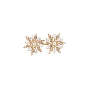 Slickblue Women's Jewelry, Gold & Pearl Snowflake Stud Earrings with Faux Diamond Detail, 1" Circumference - 1 of 4