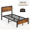 Garvee Twin/Full/Queen Wood Bed, Rustic Headboard, Underbed Storage, Heavy Duty Frame, Noise-Free, Easy Assembly, Rustic Brown - 2 of 4