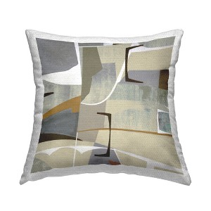 Stupell Industries Beige Geometric Abstraction, Beige Brown Geometri Outdoor Decorative Throw Pillow, 18 x 18 - 1 of 3