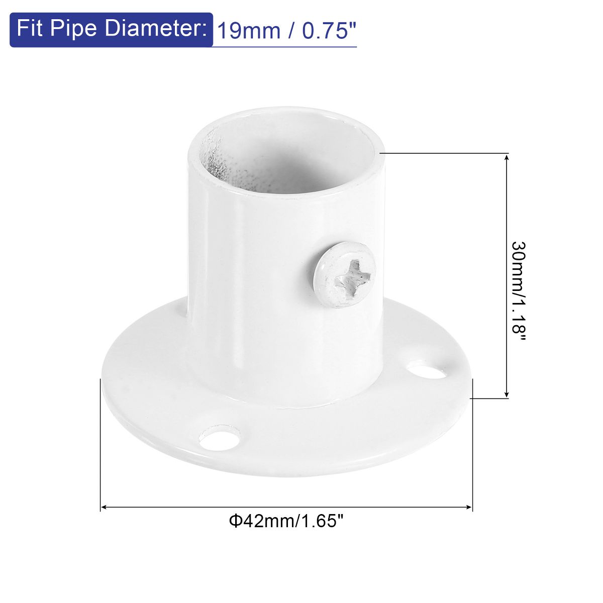 Unique Bargains Wall Mount Pole Sockets Flange Holder Closet Curtain Rod Bracket 4 Pcs - thumbnail 2