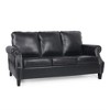 Modern Faux Leather Sofa Couch With Nailhead Trim, Comfy Upholstered 3-Seater Sofa Couch With Rolled Armrest, Birchwood Legs Supports - 3 of 4