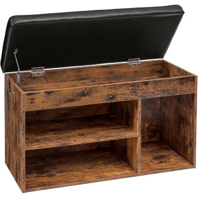 MaseiKar Shoe Storage Bench with Padded Cushion, Entryway Bench with Flip-Open Storage Box and Adjustable Shelf, Shoe Rack with Hidden Compartment