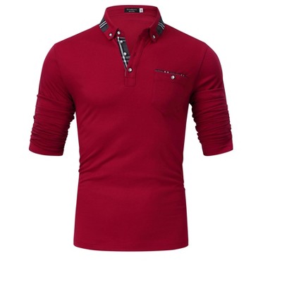 Men's Polo Shirts Long Sleeve Golf Shirts Business Casual Button Collar Shirts