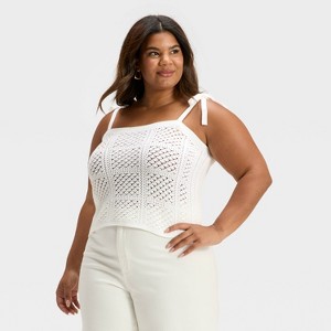 Women's Openwork Sweater Tank - Universal Thread™ White - 1 of 3