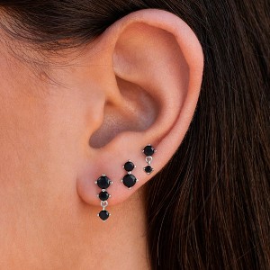 TURANDOSS 3Pairs Gold Silver Stud Earrings for Women - Hypoallergenic Cubic Zircon Cartilage Dangle Earring for Multiple Piercing, Christmas Gifts - 1 of 4