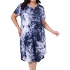 Agnes Orinda Women's Plus Size V-Neck Tie-Dye Curved Hem Short Sleeve Sleepdress - 2 of 4
