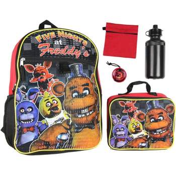 Five Nights At Freddy's 16" School Backpack Lunch Box Water Bottle 5pc Set Multicoloured