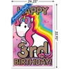 Trends International Ellie Ripberger Unicorn - Happy 3rd Birthday Framed Wall Poster Prints - 3 of 4