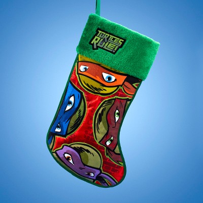 Kurt S. Adler 19.5" Green and Red Teenage Mutant Ninja Turtles Applique Christmas Stocking