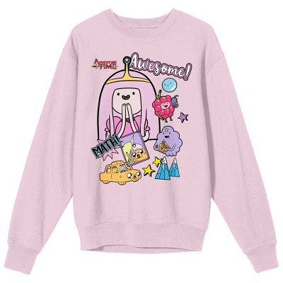 Adventure Time Princess Bubblegum Math Finn Care Jake Crew Neck Long Sleeve Cradle Pink Adult Sweatshirt Target