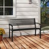 Costway 50" Outdoor Garden Bench with Geometric Lattice Backrest Armrests and Slatted Seat Black/Gray - 2 of 4