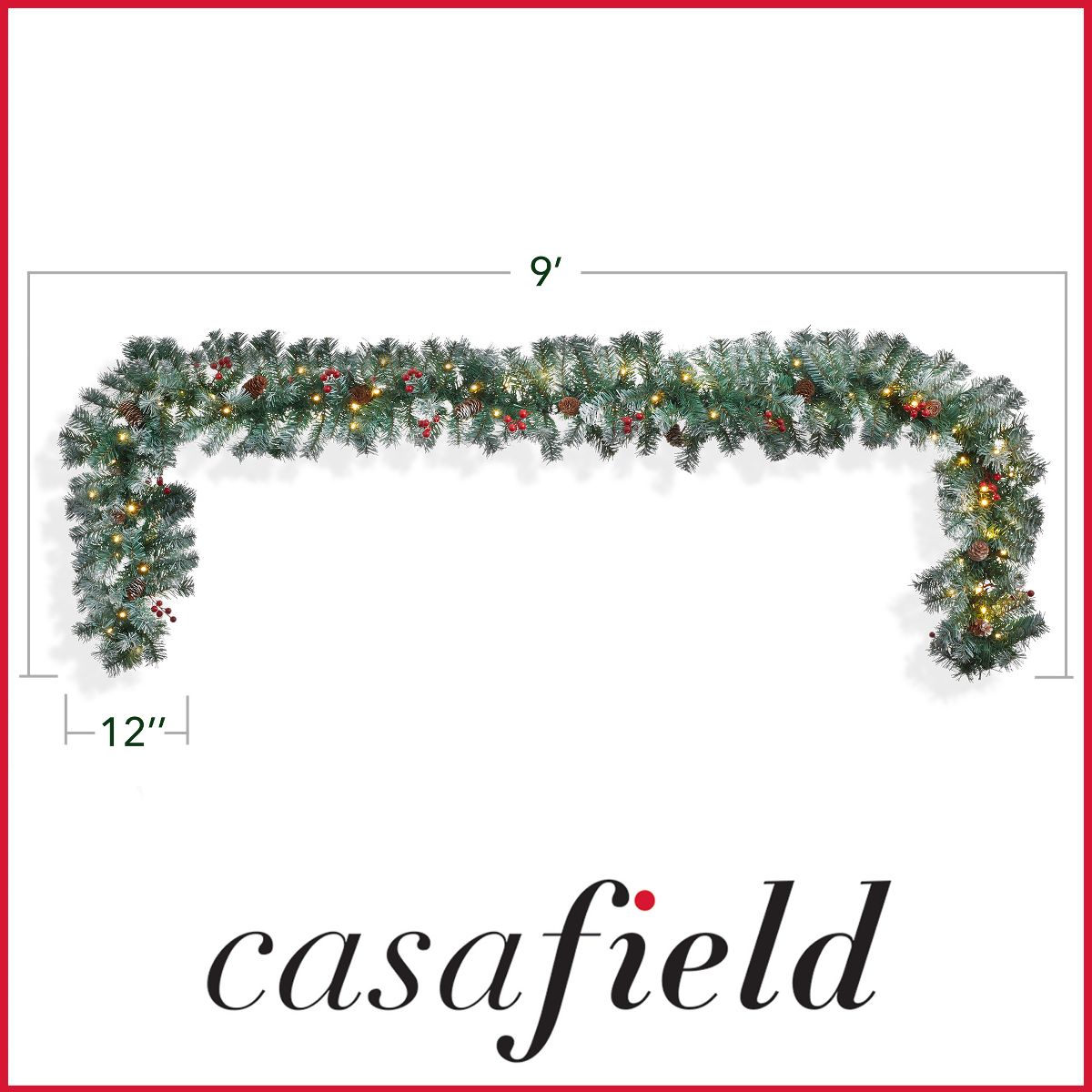 Casafield Artificial Christmas Garland Indoor/Outdoor Holiday Décor - thumbnail 7