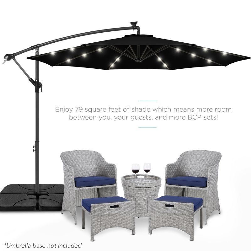 Best Choice Products 10ft Solar LED Offset Hanging Outdoor Market Patio Umbrella w/ Adjustable Tilt, 3 of 9
