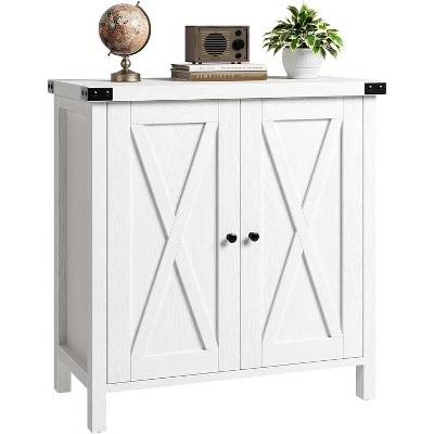 Garvee Farmhouse Sideboard Buffet Cabinet with Adjustable Shelves and 2 Barn Doors – Rustic Modern Storage for Kitchen
