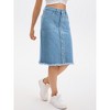 INSPIRE CHIC Women's Denim Button Down High Waist with Pockets H-Line Midi Skirts - 2 of 4