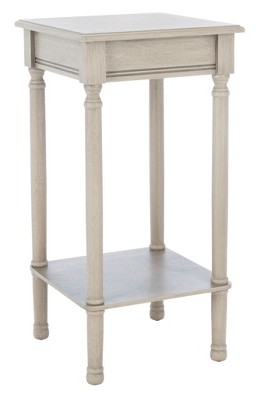 Elegant Greige 21" Square Wood & Metal Accent Table