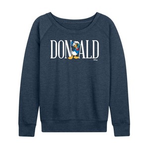 Women's - Disney - Donald Lightweight French Terry Wide Neck Long Sleeve Shirt - 1 of 4