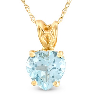 Pompeii3 7mm Women's Heart Pendant in Blue Topaz 14k White, Rose, or Yellow Gold Necklace