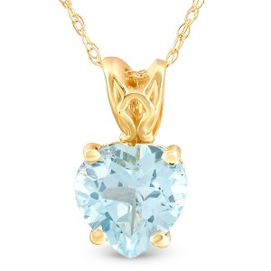 Pompeii3 7mm Women's Heart Pendant in Blue Topaz 14k White, Rose, or Yellow Gold Necklace - 1 of 4