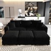 82.7'' Plush Corduroy Upholstered Convertible Sectional Sofas with Movable Ottomans, Deep Seat and Convertible Lounge Chair for Modern Living Room - 2 of 4